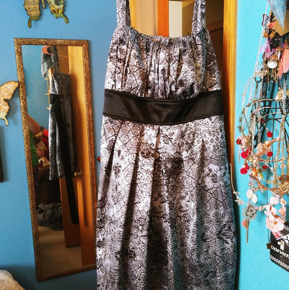 Maurices silver and black damask dress